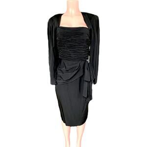 BB Collections Exquisite Vintage Black Long Sleeve Keyhole Back Dress Size 10